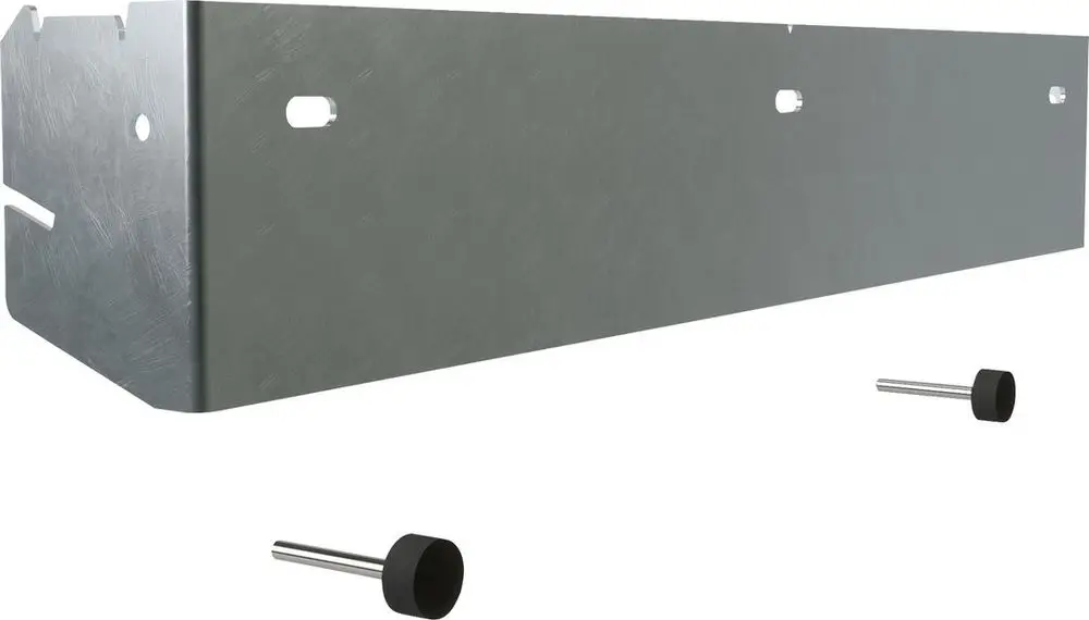 Montagewinkel aus Metall mit zwei Löchern und zwei dazugehörigen Schrauben, geeignet für die Installation von Bosch Wohnungslüftungsgeräten.